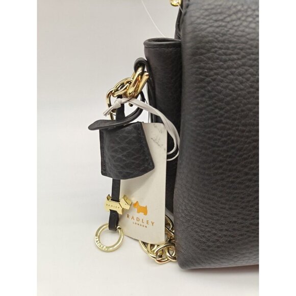 Radley London Hillgate Place Pebbled Leather Chain Zip Top Crossbody -Black - Picture 7 of 12